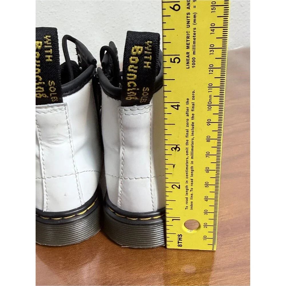 Dr. Martens Toddler White and Black Lace-Up 1460T Combat Boots 7